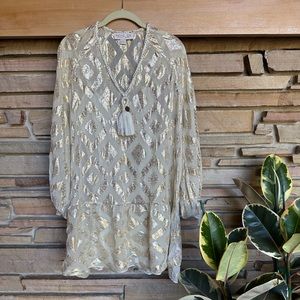 RACHEL ZOE Flowy Metallic Tunic Dress with Roping